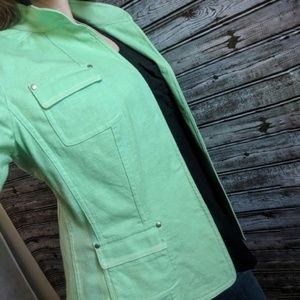 Tahari | Pistachio Linen Blend Fall Jacket | Med